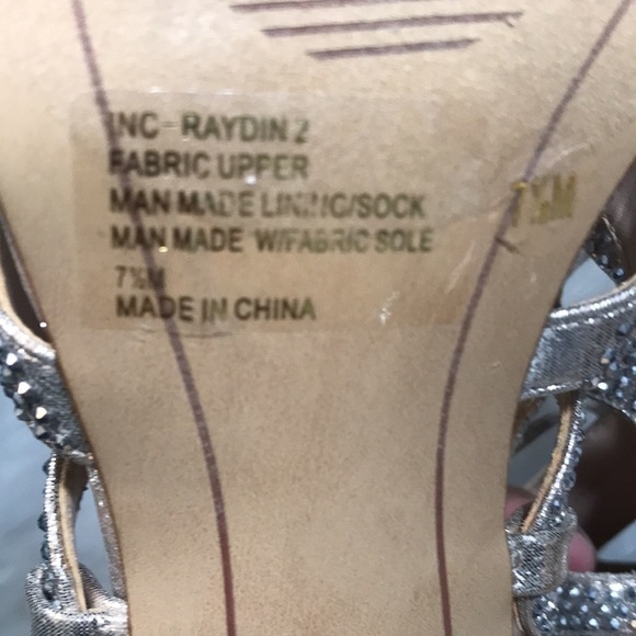 INC Silver Rhinestone Peep Toe Evening Shoes size 7.5 - Picture 9 of 10